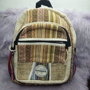 Pure World Sustainable Hemp Backpack Mayflower Boho 12x11x5